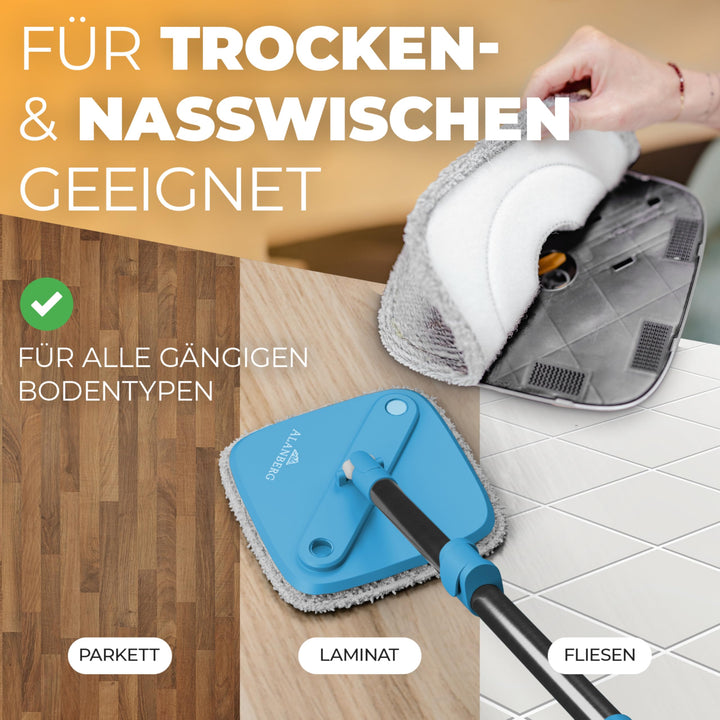 Wischmopp Set mit 2-Kammer-Eimer Schleudermechanismus Mikrofaser Hartboden - Bild 4