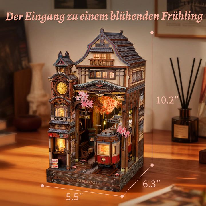 Book Nook Sakura-Bahnhof 3D Holzpuzzle mit LED 330 Teile - Bild 2
