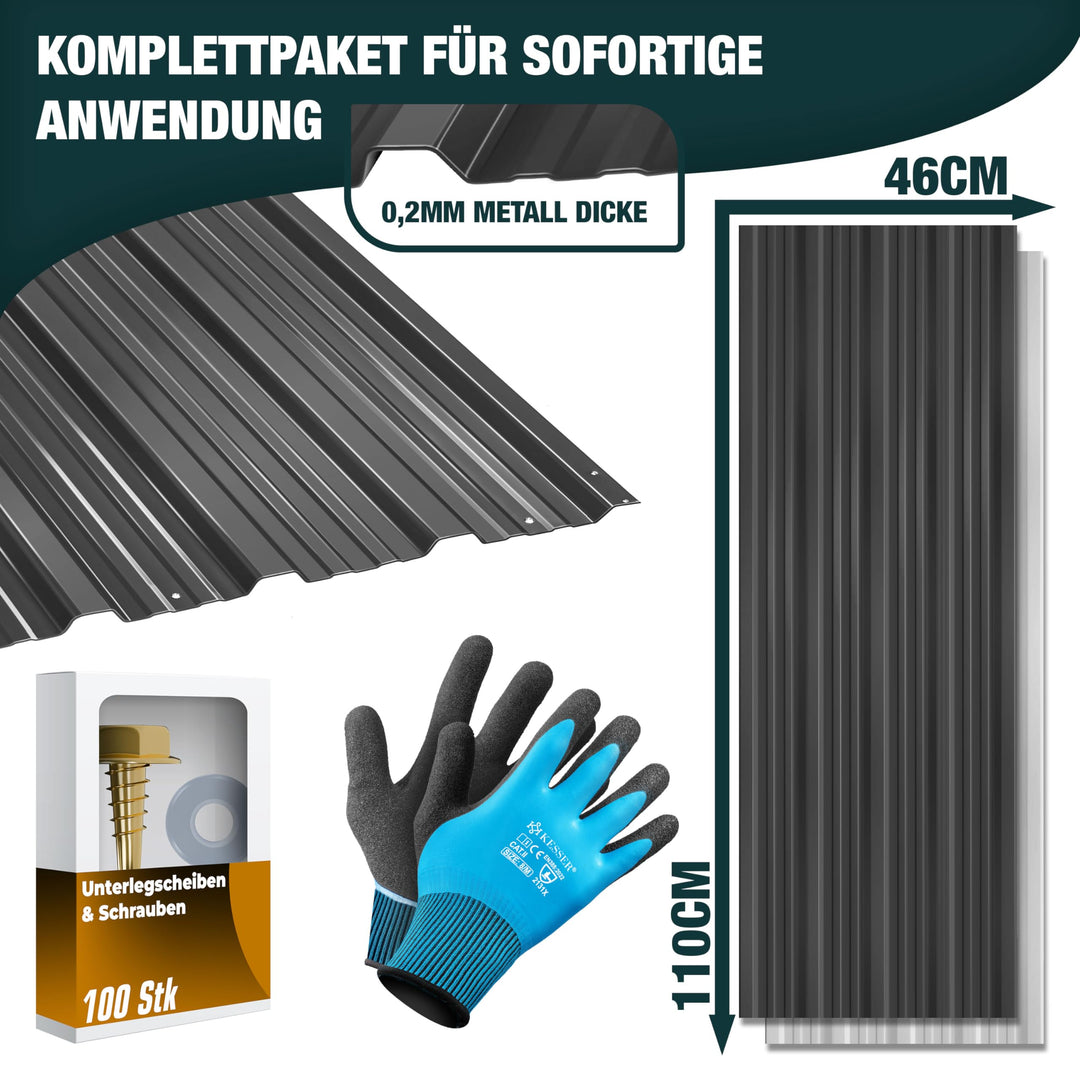 Trapezblech Set 14-teilig Stahl anthrazit 110x46cm 7m² Dach - Bild 7