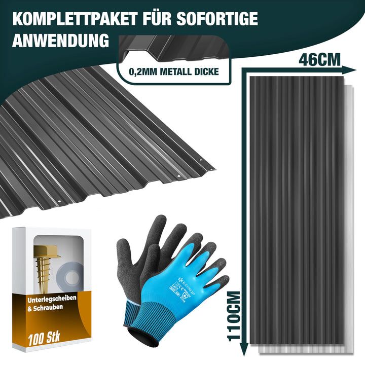 Trapezblech Set 14-teilig Stahl anthrazit 110x46cm 7m² Dach - Bild 7