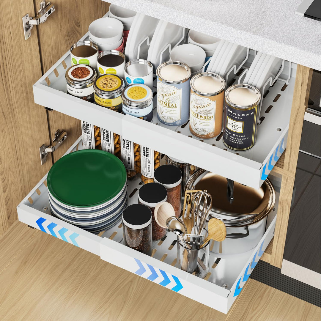 Schubladenorganisator Küchenschrank ausziehbar 32–53 cm 2er-Set