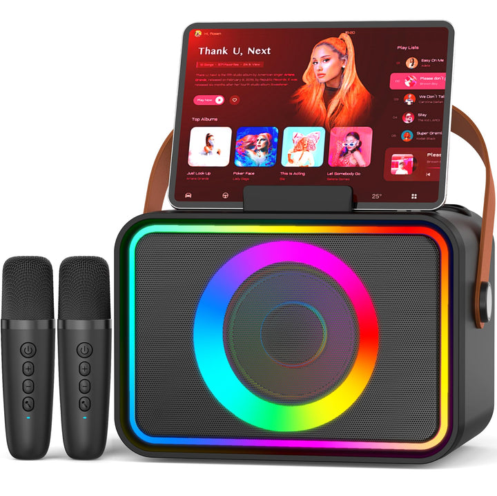 Karaoke Maschine mit 2 Mikrofonen Bluetooth 8W Lautsprecher