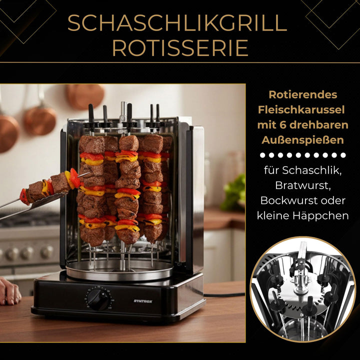 Vertikalgrill mit drehbaren Aussenspiessen und 120-Min. Timer - Bild 5
