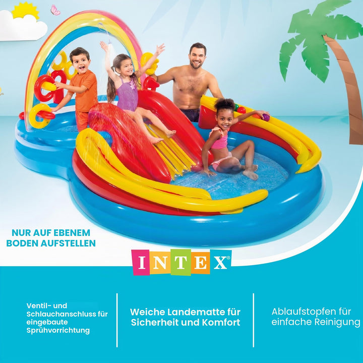 Aufstellpool Kinder mit Wassersprüher und Rutsche 297x193x135 cm - Bild 5