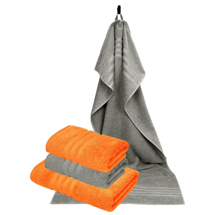 Handtücher Set 4-teilig Baumwolle 50x100 &amp; 70x140 cm Grau-Orange - Bild 8