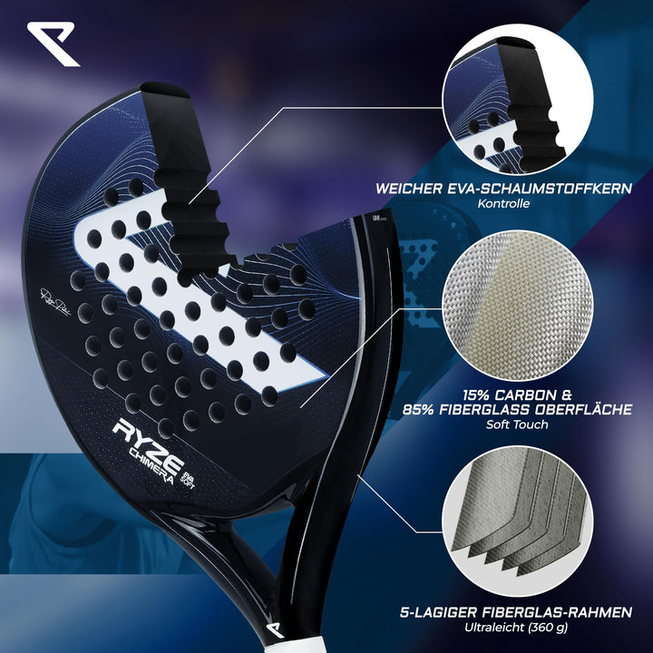 Padel Schläger Kohlefaser &amp; Fiberglas ultraleicht 360g Unisex - Bild 4
