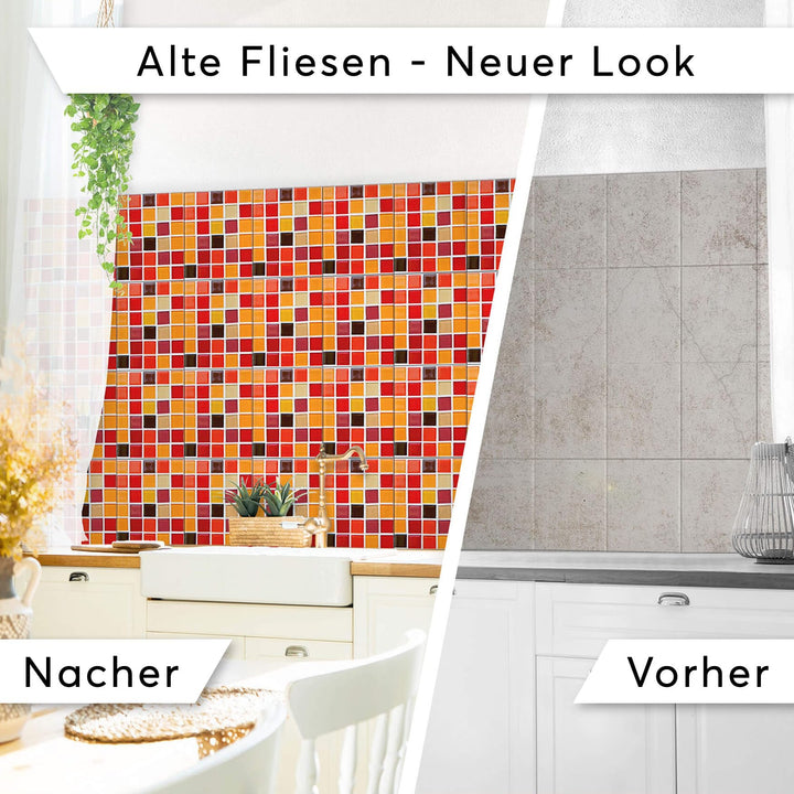 Klebefliesen Mosaik Rot-Orange Vinyl 20x25 cm 48er-Set - Bild 3