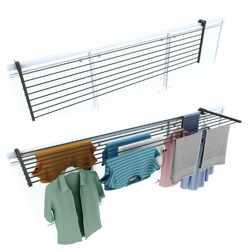 Wäscheständer Balkongeländer klappbar Aluminium 202 cm Anthrazit