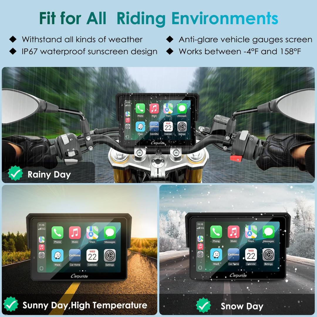 Motorrad Navi 5 Zoll mit kabellosem CarPlay &amp; Android Auto wasserdicht - Bild 8