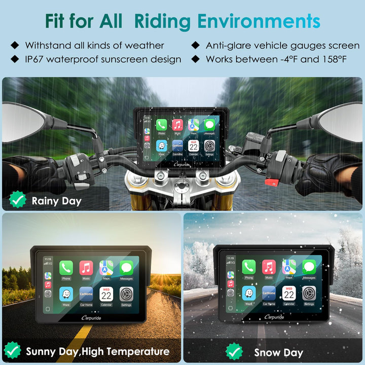 Motorrad Navi 5 Zoll mit kabellosem CarPlay &amp; Android Auto wasserdicht - Bild 8
