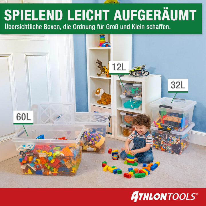 Aufbewahrungsbox 60L mit Deckel transparent stapelbar 4er-Set - Bild 8