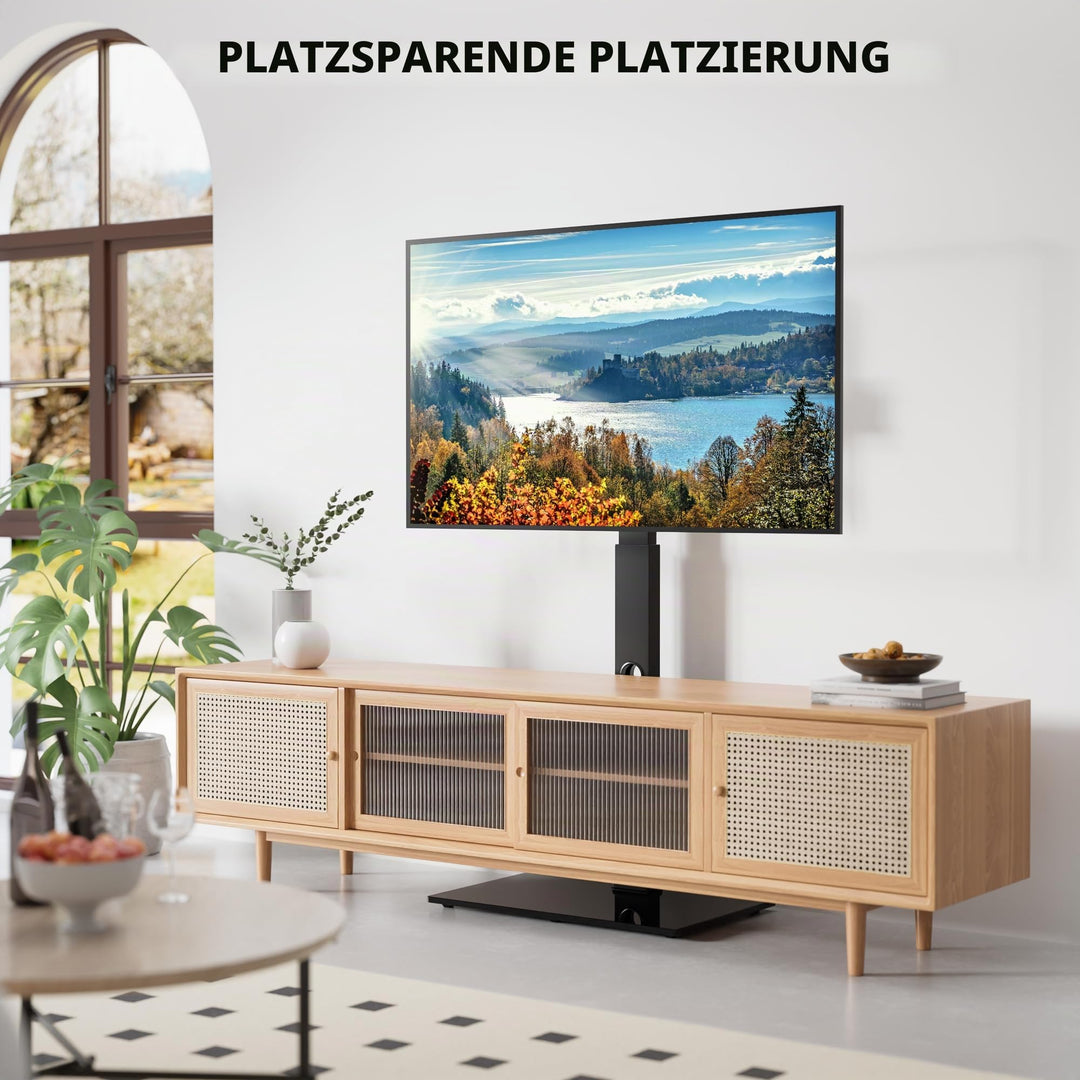 TV Ständer höhenverstellbar 30-70 Zoll schwenkbar mit Glasregal - Bild 8