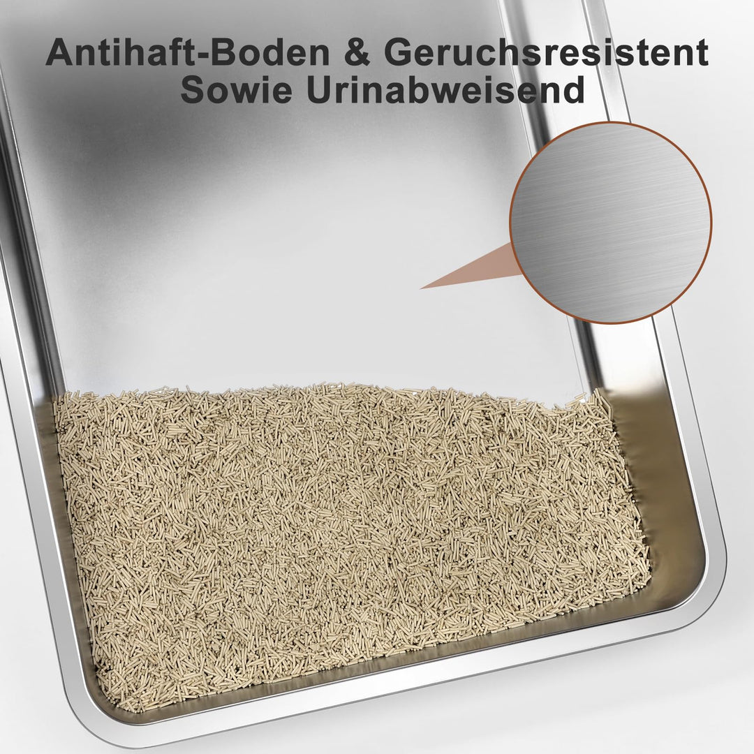 Katzenklo Edelstahl mit Deckel 71x51x42cm 3-in-1 für Grosskatzen - Bild 8