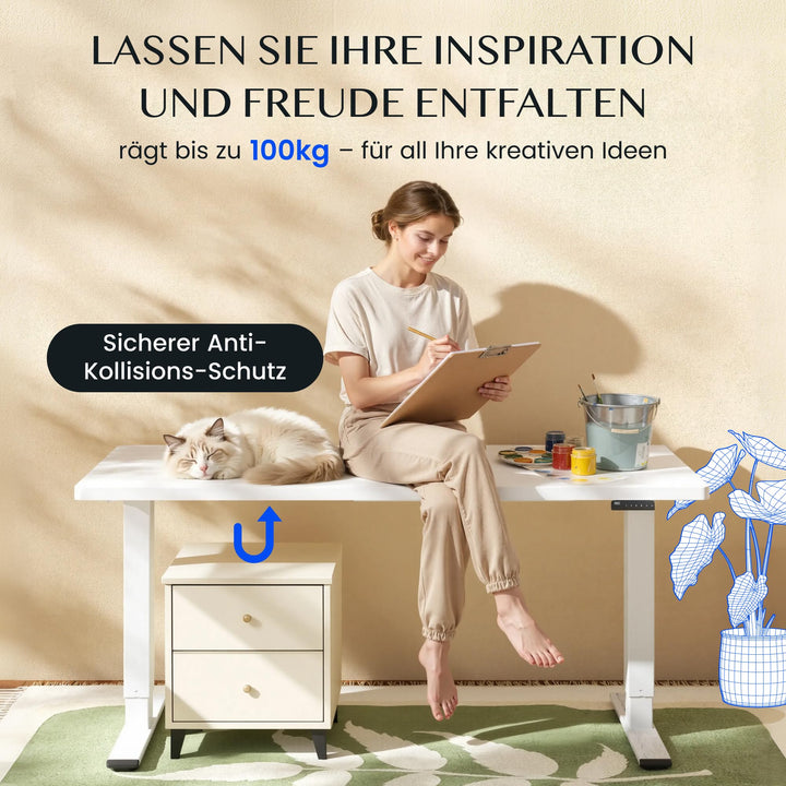 Schreibtisch-Gestell höhenverstellbar Doppelmotor 70–119 cm Home Office - Bild 9