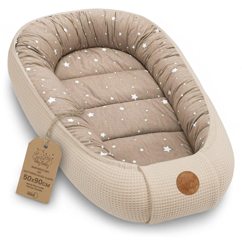 Babynest Waffelpique & Baumwolle atmungsaktiv für Neugeborene Beige