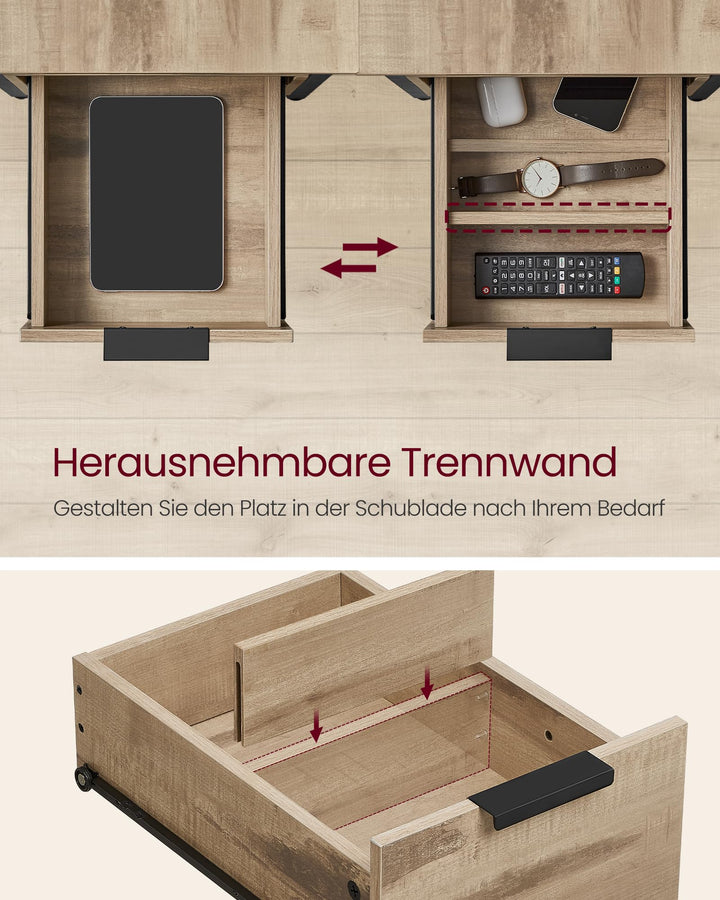Beistelltisch mit Steckdosenleiste 2 Schubladen Stahl Holz - Bild 6