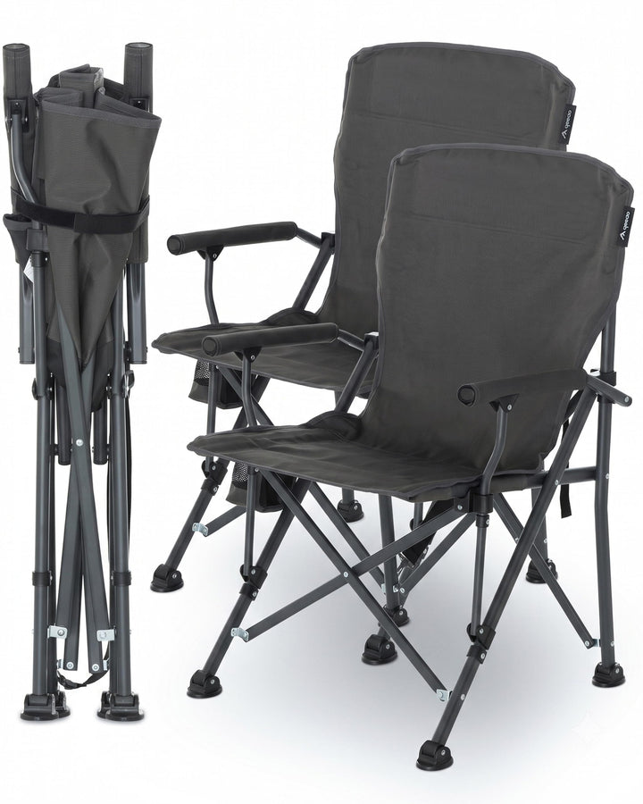 Campingstuhl faltbar 2er Set mit Getränkehalter, 150 kg, Stahl