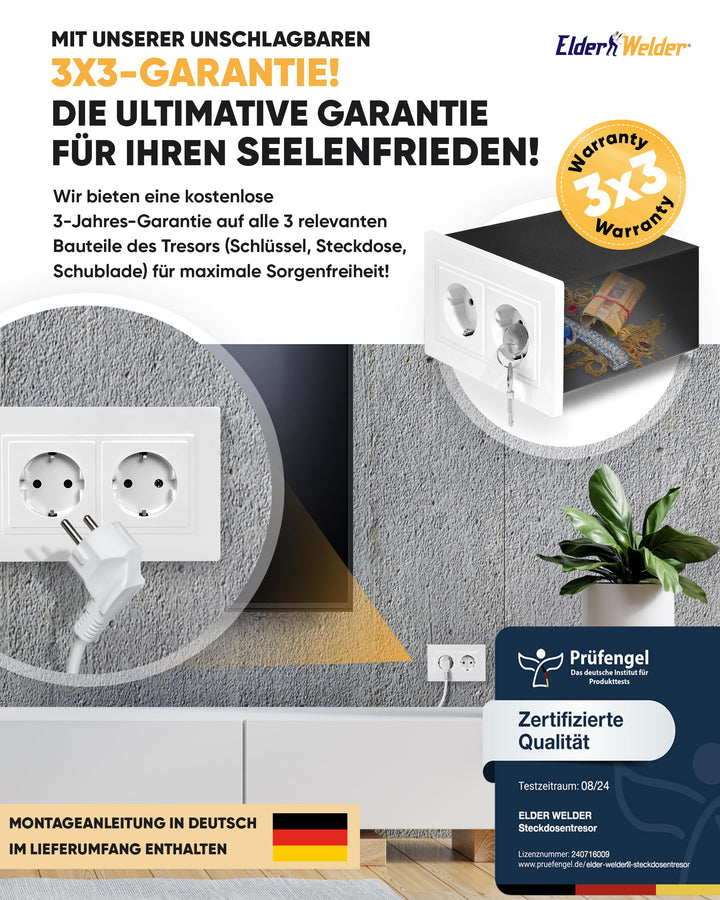 Steckdosen-Tresor Wandsafe mit Schlüssel Fake-Stecker Weiss 1 Liter - Bild 5