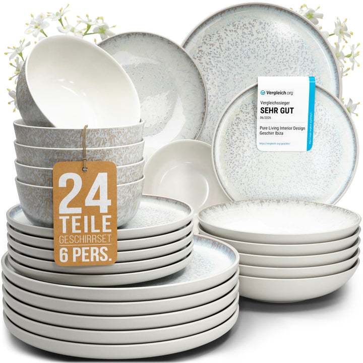 Steingut Geschirrset 24-teilig für 6 Personen Mediterranean Beige