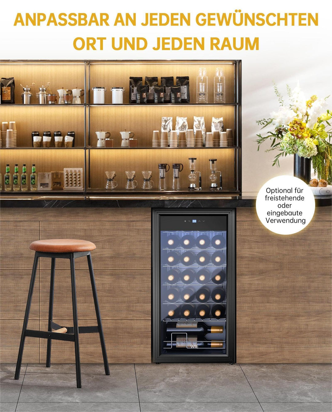 Weinkühlschrank Kompressor 82 L für 28 Flaschen mit Glastür LED - Bild 8