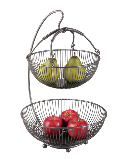 Obst Etagere Metall 3-teilig Anthrazit mit Bananenhalter