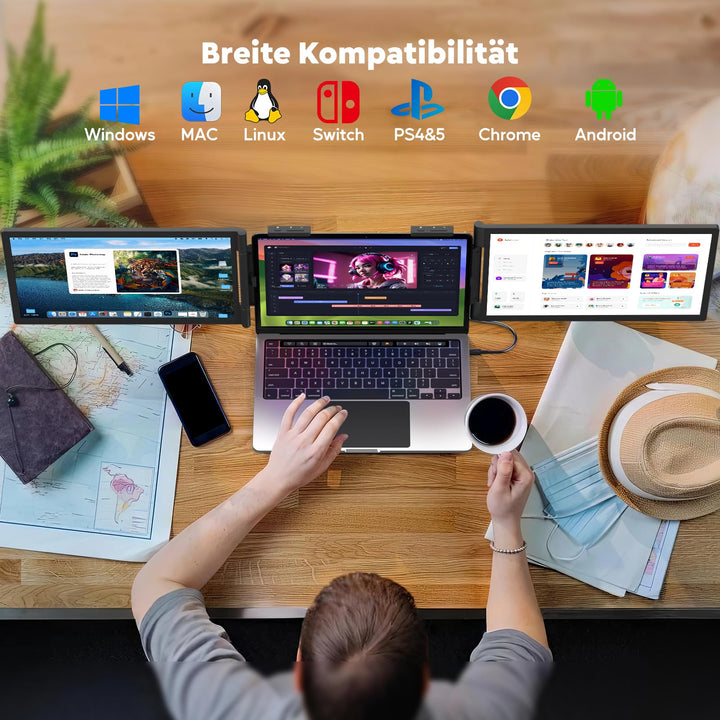 Triple Portable Monitor 14 Zoll FHD 1080P USB-C für Laptops 14-16" - Bild 5