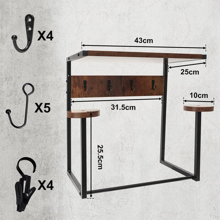 Helmhalterung Wand mit 2 Helmständern, Ablage und Haken für Garage - Bild 7