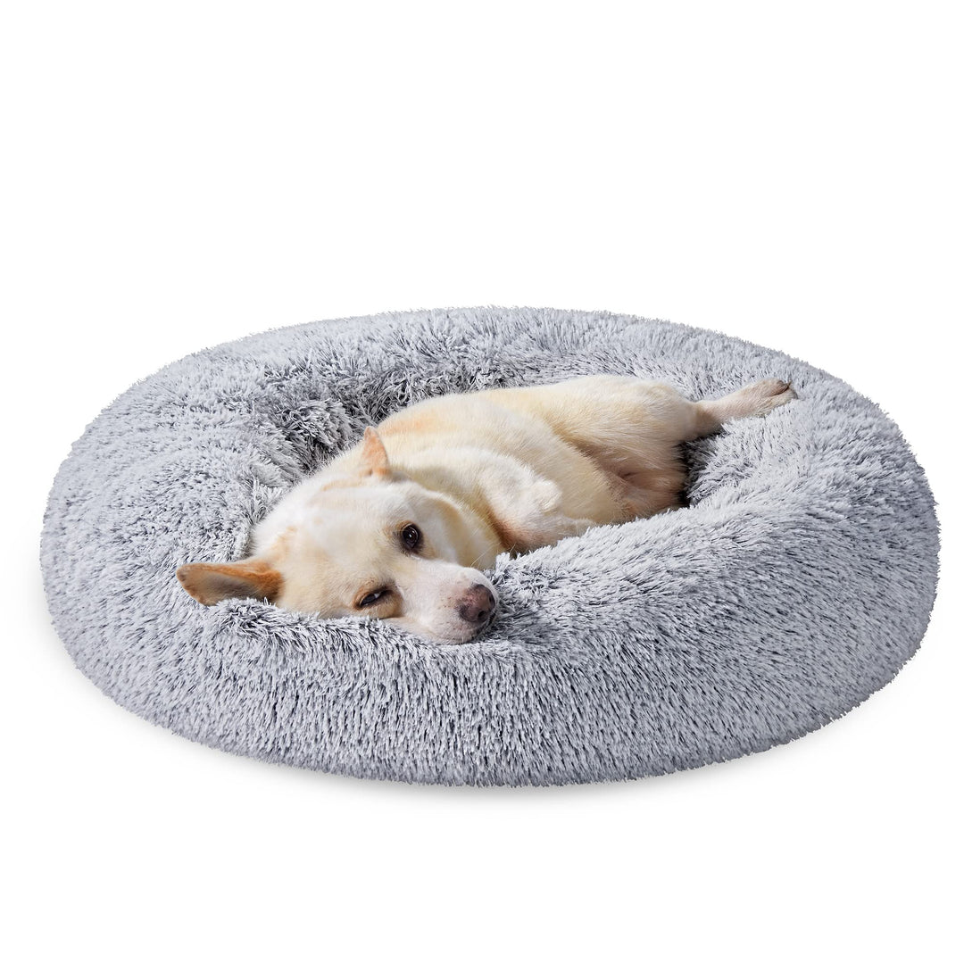 Hundebett Donut Plüsch 80 cm waschbar für Hunde bis 20 kg