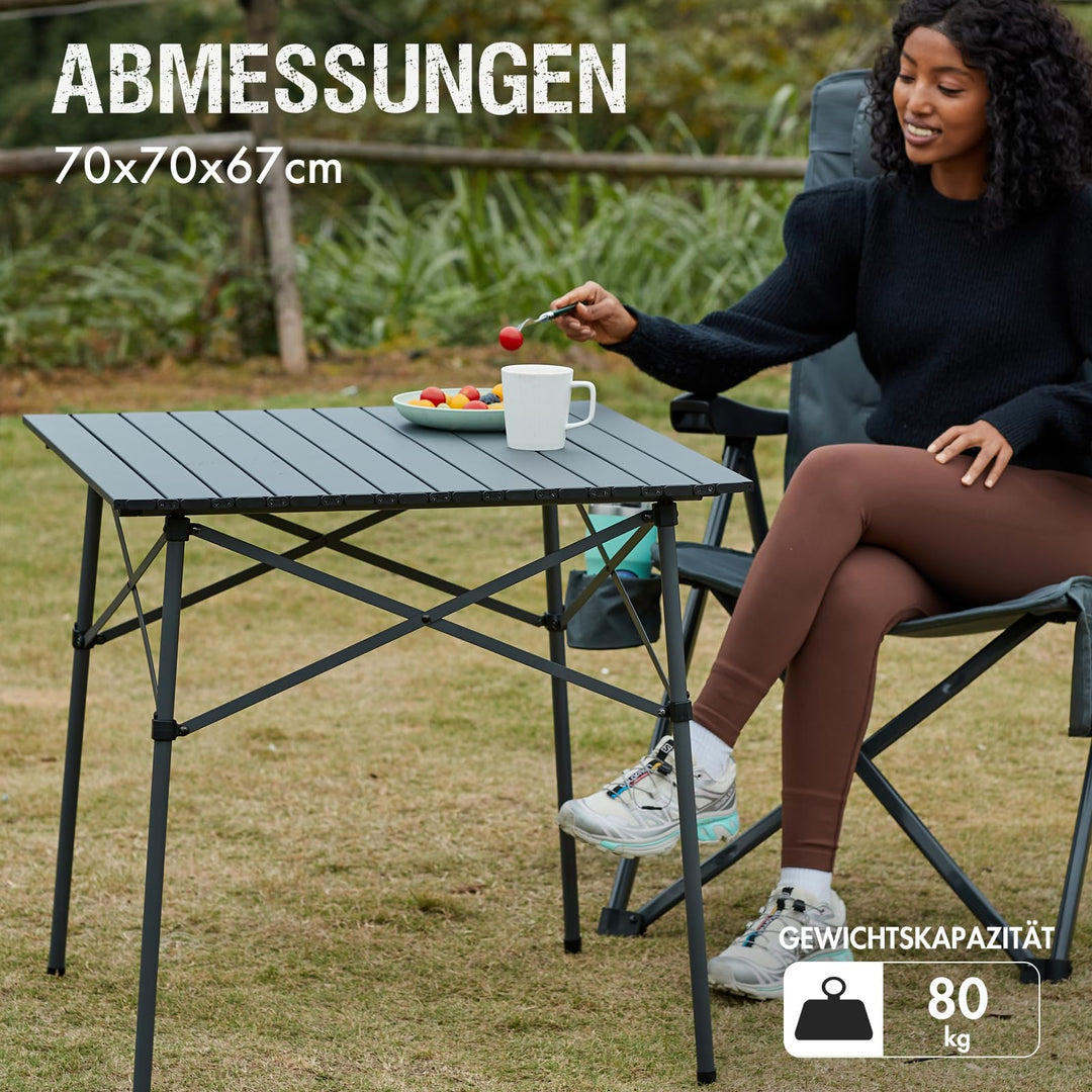 Campingtisch klappbar Aluminium 70x70cm 80kg belastbar mit Tragetasche - Bild 5