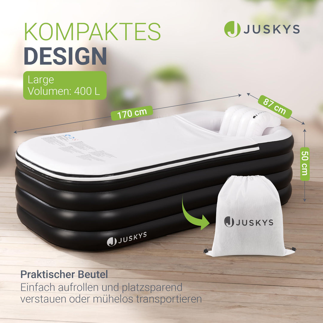 Aufblasbare Badewanne L mit Rückenlehne, Abdeckung &amp; Pumpe - Bild 4