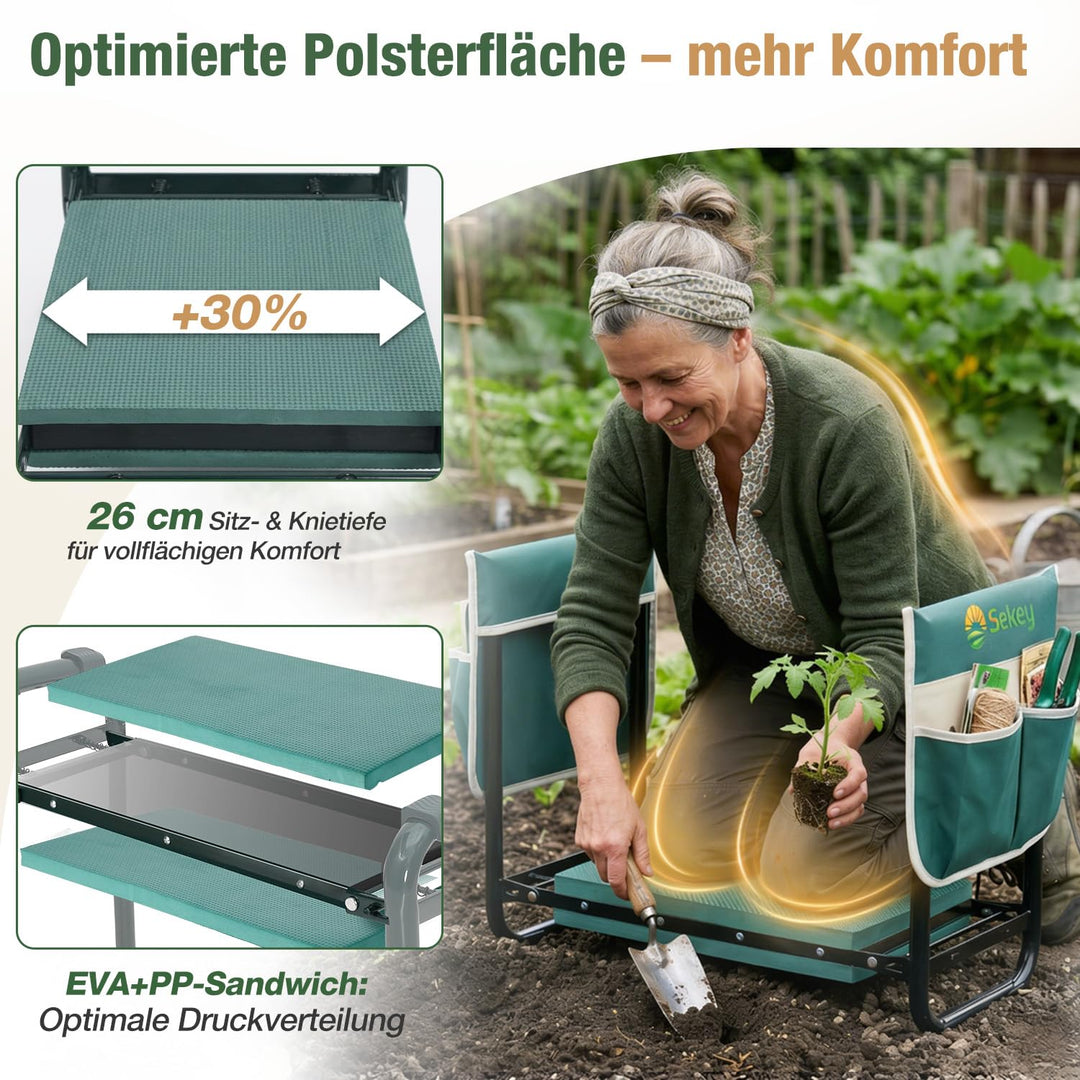 Garten-Kniebank 2-in-1 klappbar höhenverstellbar bis 180 kg Stahl - Bild 2
