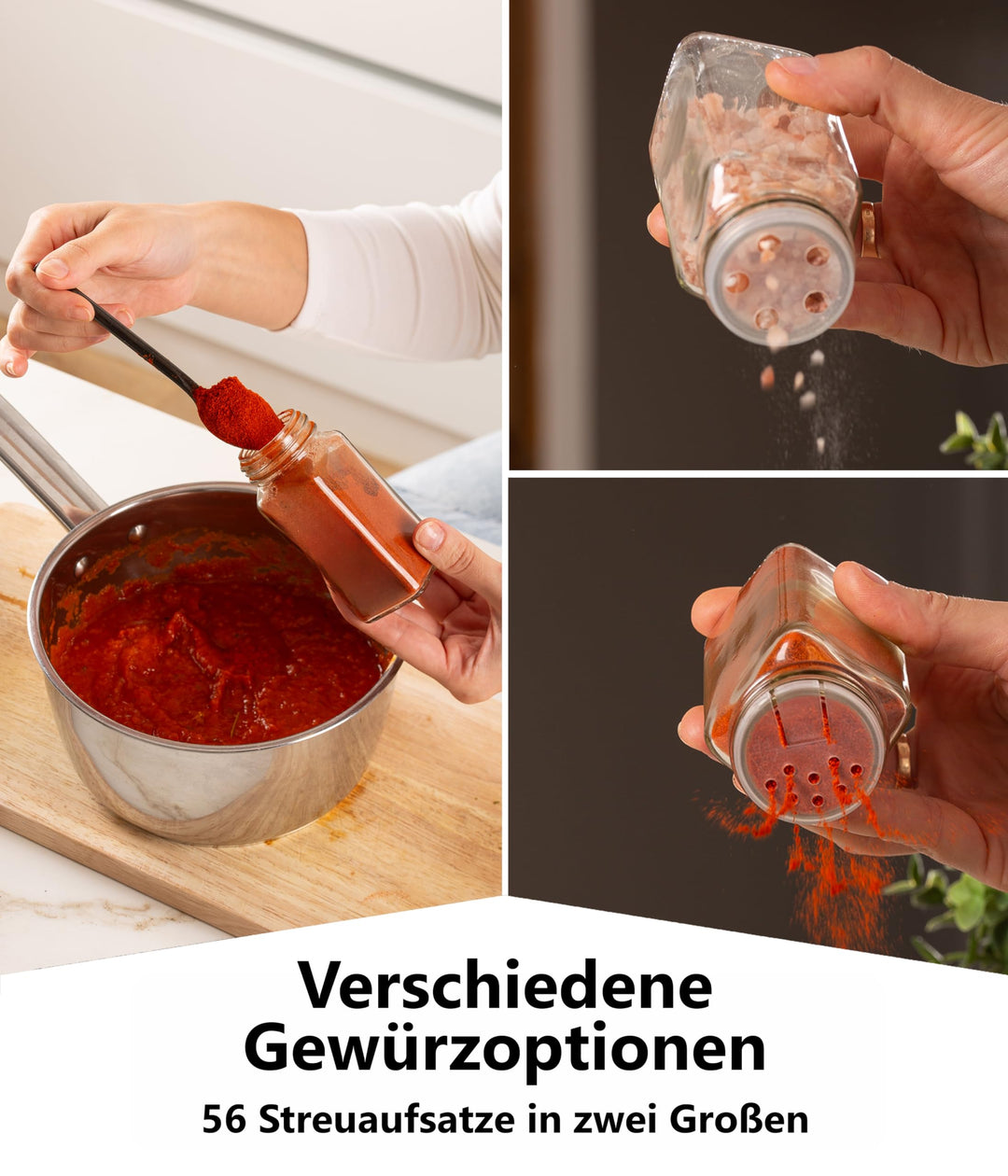 Gewürzregal stehend &amp; Wand 4-stöckig schwarz mit 28 Gläsern - Bild 8