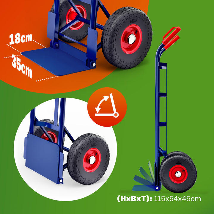 Sackkarre klappbar 200 kg Tragkraft Luftbereifung Stahl blau - Bild 5