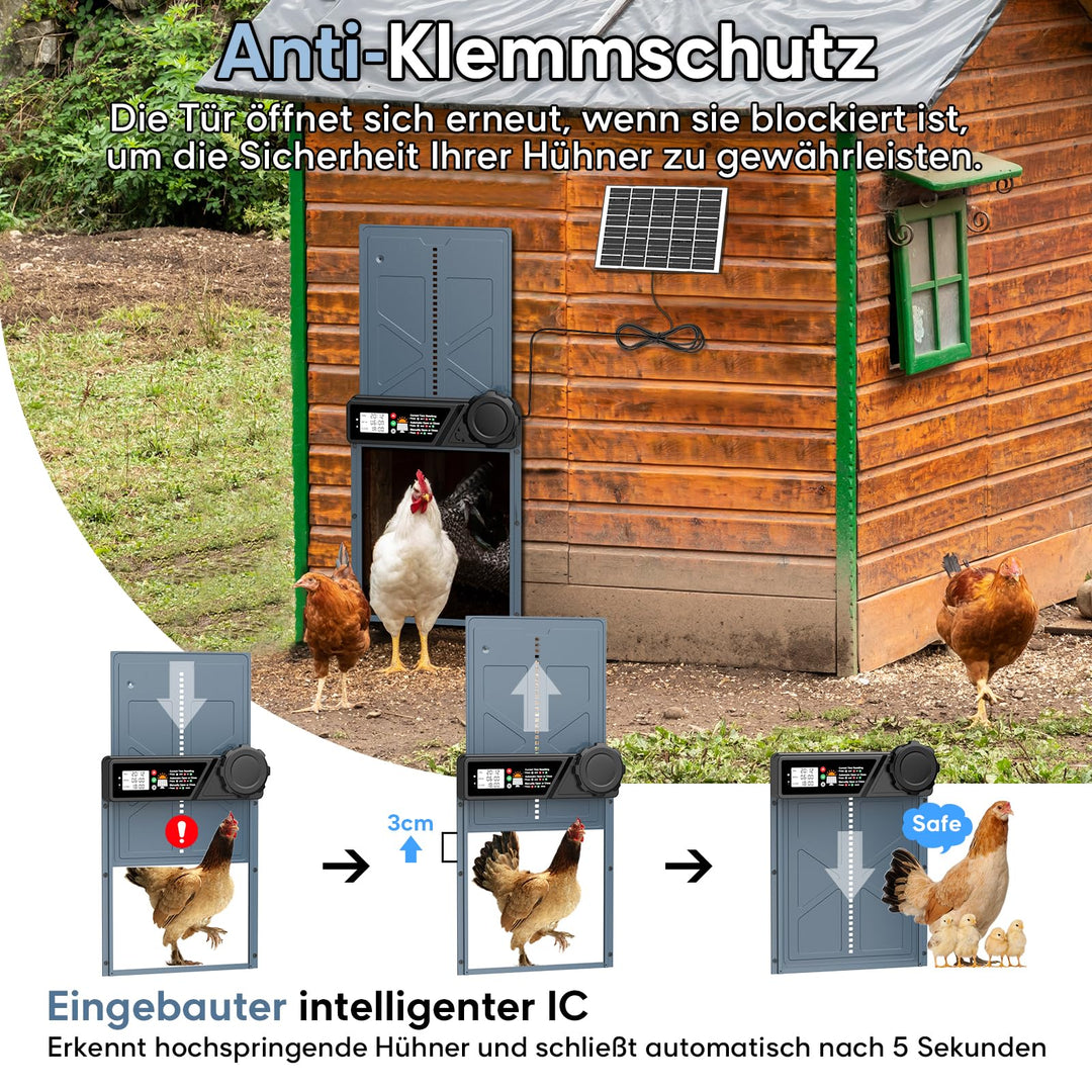 Automatische Hühnerklappe Solar mit Timer und Fernbedienung 24x27,5cm - Bild 5