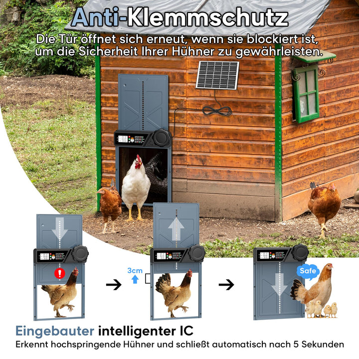 Automatische Hühnerklappe Solar mit Timer und Fernbedienung 24x27,5cm - Bild 5