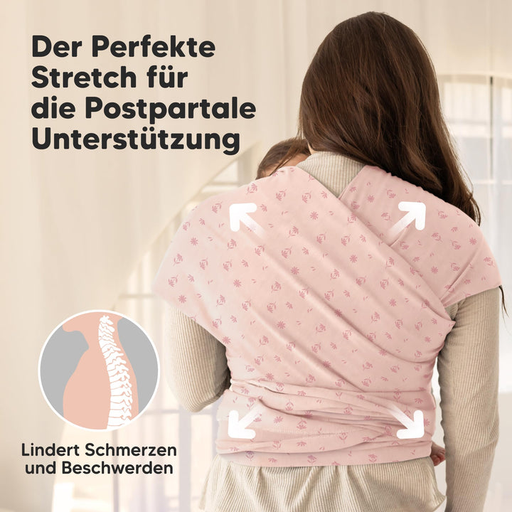 Babytrage ab Geburt elastisches Tragetuch Pink Daisies für Neugeborene - Bild 5
