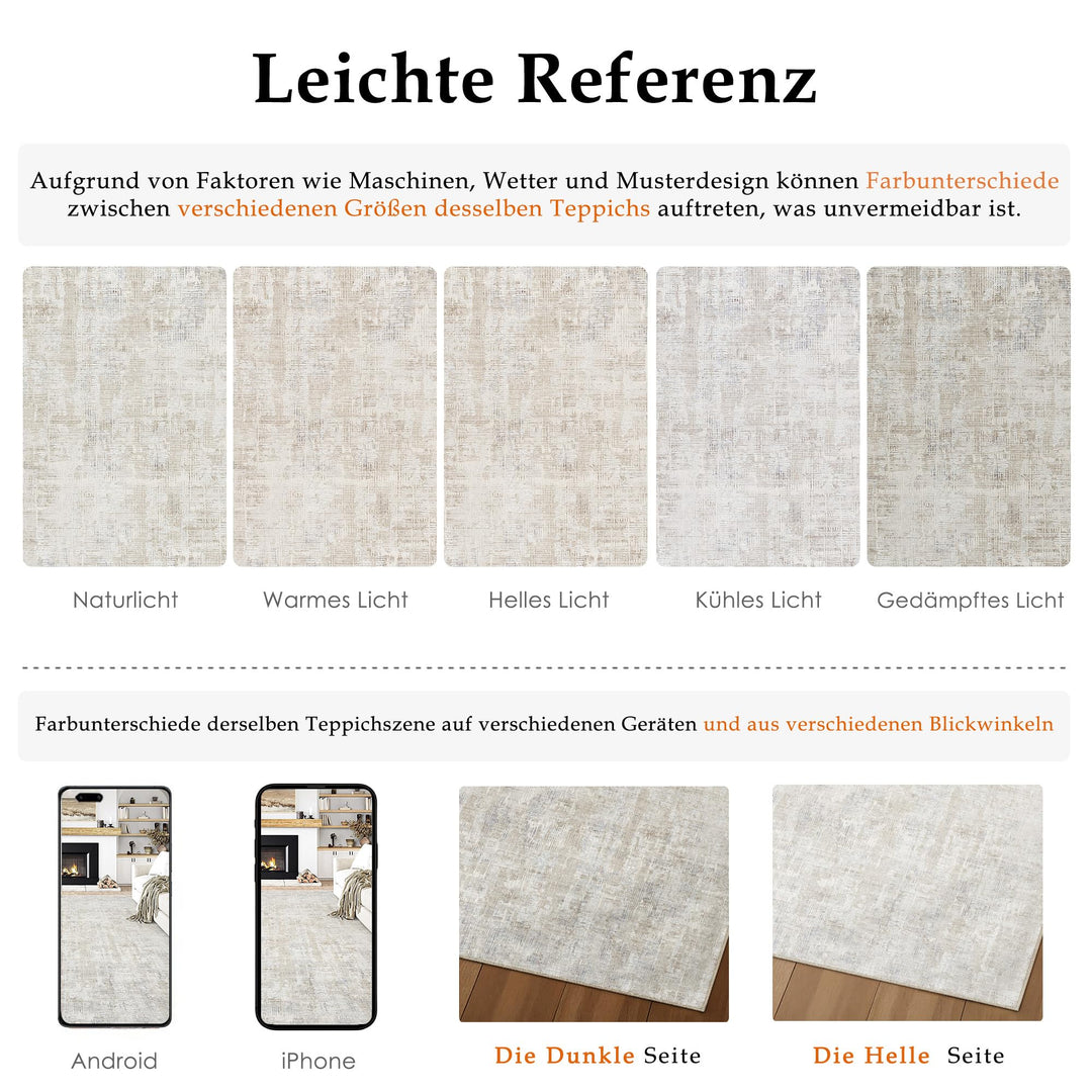 Kurzflor-Teppich Beige Grau 160x230 cm waschbar Wohnzimmer - Bild 2