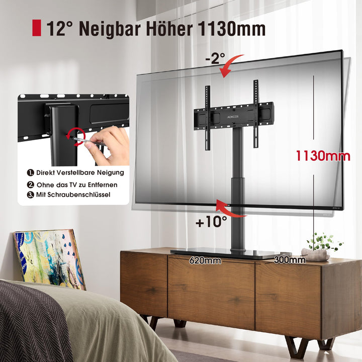 TV Ständer höhenverstellbar 43–85 Zoll neigbar schwenkbar max. VESA 600x400mm - Bild 2