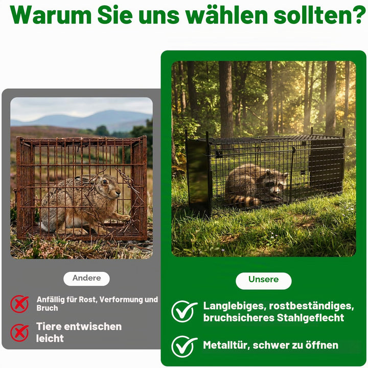 Tierlebendfalle Doppeltür Stahl 105x40x31 cm für Wildtiere - Bild 8