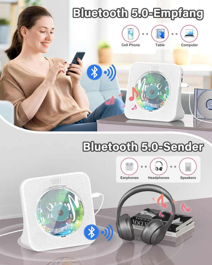 CD-Player mit Bluetooth und Fernbedienung, Dual-Lautsprecher, FM-Radio - Bild 3