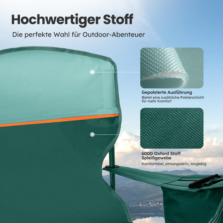 Campingstuhl faltbar 2er-Set 600D-Stoff bis 102 kg mit Kühltasche - Bild 4