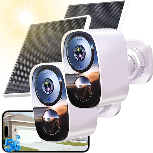 Überwachungskamera Aussen Solar Akku 2K Dual-WLAN 2er-Set