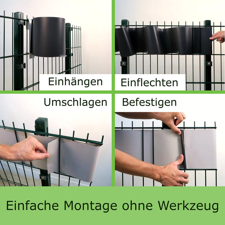 Sichtschutzstreifen Doppelstabmatten PVC 650g/m² 4x35m Anthrazit - Bild 4