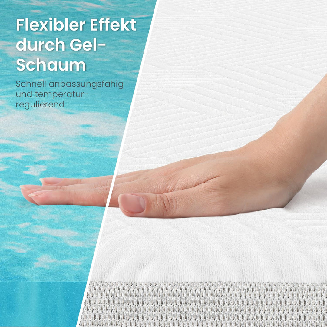 Matratzentopper Gel-Memory-Schaum 80x200 cm 5 cm hoch mit 3D-Netzbezug - Bild 6