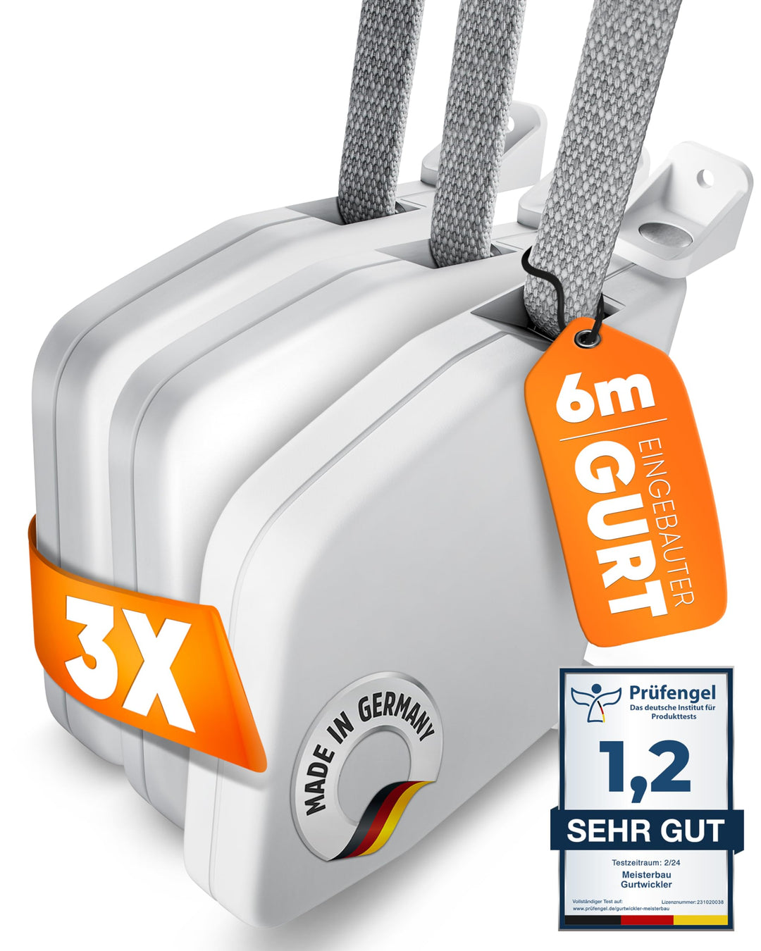Gurtwickler Aufputz 14mm mit 6m Gurt UV-fest 3er-Set