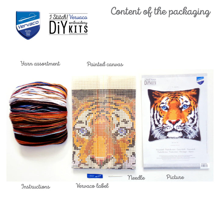 Kreuzstich Set Kissen Tiger vorgedruckt 40x40 cm für Anfänger - Bild 4