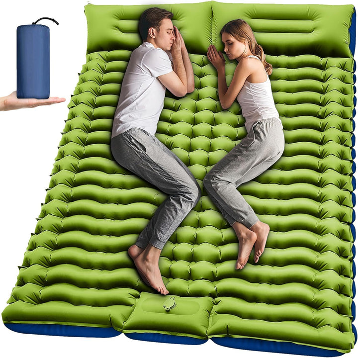 Luftmatratze Camping 2 Personen 203x136cm 10cm mit Fusspumpe und Kissen