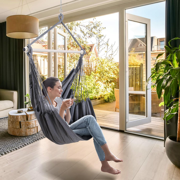 Hängesessel mit 2 Kissen und Deckenhaken-Kit bis 150 kg XL - Bild 2