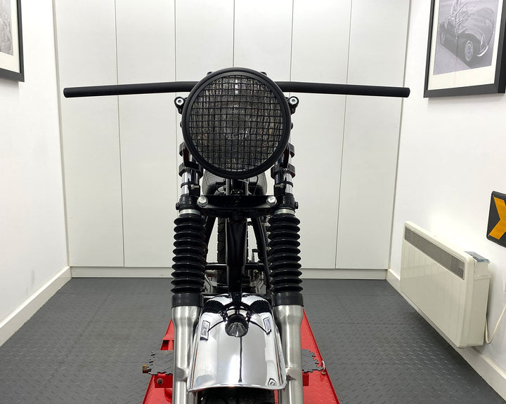 Motorrad Scheinwerfer H4 Retro 7.7" Metall Netz-Grill Mattschwarz - Bild 7