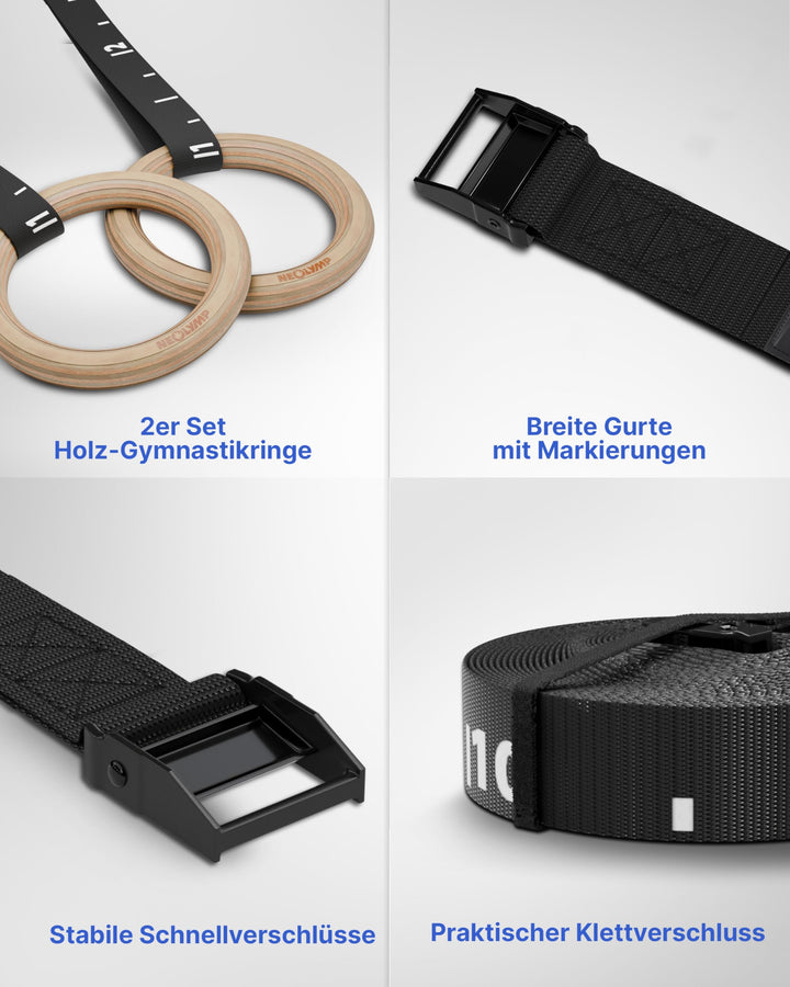 Turnringe Birkenholz 32mm mit 4,5m Gurten für Calisthenics - Bild 2